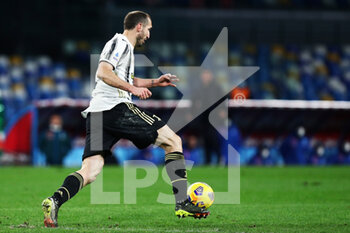 2021-02-13 - Giorgio Chiellini of Juventus in action during the Italian championship Serie A football match between SSC Napoli and Juventus FC on February 13, 2021 at Diego Armando Maradona Stadium in Naples, Italy - Photo Federico Proietti / DPPI - SSC NAPOLI AND JUVENTUS FC - ITALIAN SERIE A - SOCCER