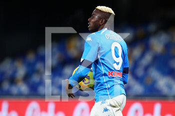 2021-02-13 - Victor Osimhen of Napoli reacts during the Italian championship Serie A football match between SSC Napoli and Juventus FC on February 13, 2021 at Diego Armando Maradona Stadium in Naples, Italy - Photo Federico Proietti / DPPI - SSC NAPOLI AND JUVENTUS FC - ITALIAN SERIE A - SOCCER