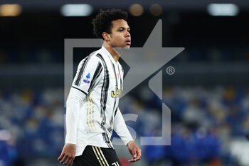 2021-02-13 - Weston Mckennie of Juventus reacts during the Italian championship Serie A football match between SSC Napoli and Juventus FC on February 13, 2021 at Diego Armando Maradona Stadium in Naples, Italy - Photo Federico Proietti / DPPI - SSC NAPOLI AND JUVENTUS FC - ITALIAN SERIE A - SOCCER