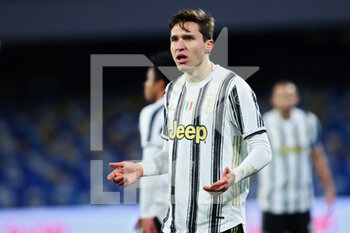 2021-02-13 - Federico Chiesa of Juventus reacts during the Italian championship Serie A football match between SSC Napoli and Juventus FC on February 13, 2021 at Diego Armando Maradona Stadium in Naples, Italy - Photo Federico Proietti / DPPI - SSC NAPOLI AND JUVENTUS FC - ITALIAN SERIE A - SOCCER
