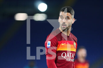 2021-02-28 - Leonardo Spinazzola of Roma reacts during the Italian championship Serie A football match between AS Roma and AC Milan on February 28, 2021 at Stadio Olimpico in Rome, Italy - Photo Federico Proietti / DPPI - AS ROMA AND AC MILAN - ITALIAN SERIE A - SOCCER
