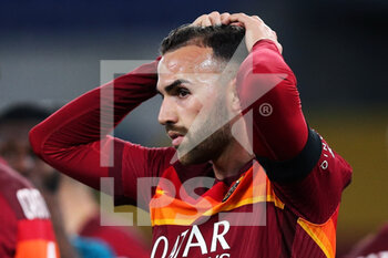 2021-02-28 - Borja Mayoral of Roma reacts during the Italian championship Serie A football match between AS Roma and AC Milan on February 28, 2021 at Stadio Olimpico in Rome, Italy - Photo Federico Proietti / DPPI - AS ROMA AND AC MILAN - ITALIAN SERIE A - SOCCER