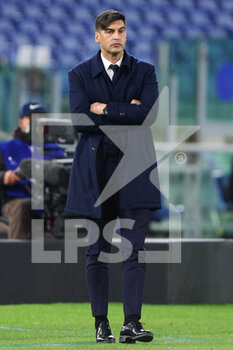 2021-02-28 - Paulo Fonseca head coach of Roma reacts during the Italian championship Serie A football match between AS Roma and AC Milan on February 28, 2021 at Stadio Olimpico in Rome, Italy - Photo Federico Proietti / DPPI - AS ROMA AND AC MILAN - ITALIAN SERIE A - SOCCER