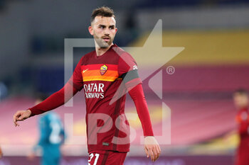 2021-02-28 - Borja Mayoral of Roma reacts during the Italian championship Serie A football match between AS Roma and AC Milan on February 28, 2021 at Stadio Olimpico in Rome, Italy - Photo Federico Proietti / DPPI - AS ROMA AND AC MILAN - ITALIAN SERIE A - SOCCER