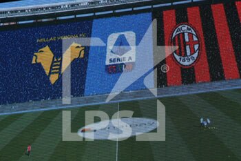 2021-03-07 - TV Panel showing team logos and the pitch - HELLAS VERONA VS AC MILAN - ITALIAN SERIE A - SOCCER