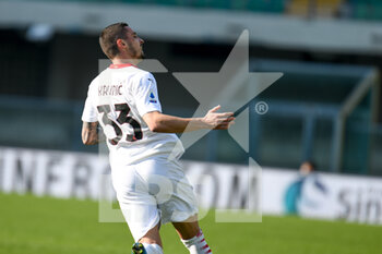 2021-03-07 - Rade Krunic (Milan) celebrates after scoring a goal 0-1 - HELLAS VERONA VS AC MILAN - ITALIAN SERIE A - SOCCER