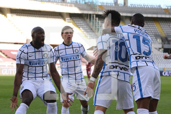 2021-03-14 - Lautaro Martinez and Romelu Lukaku (FC Internazionale) celebrates the goal of 1-2 - TORINO FC VS FC INTERNAZIONALE - ITALIAN SERIE A - SOCCER