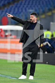 2021-03-21 - Coach of SSC Napoli Gennaro Gattuso seen in action - AS ROMA VS SSC NAPOLI - ITALIAN SERIE A - SOCCER