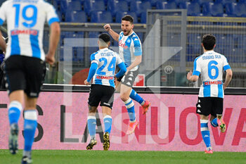 2021-03-21 - Dries Mertens of SSC Napoli celebrates after scoring goal 0-1 seen in action - AS ROMA VS SSC NAPOLI - ITALIAN SERIE A - SOCCER