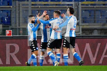2021-03-21 - Napoli players celebrates after scoring goal 0-2 seen in action - AS ROMA VS SSC NAPOLI - ITALIAN SERIE A - SOCCER