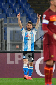 2021-03-21 - Dries Mertens of SSC Napoli celebrates after scoring goal 0-2 seen in action - AS ROMA VS SSC NAPOLI - ITALIAN SERIE A - SOCCER