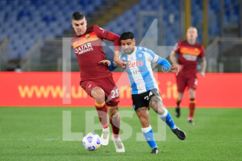2021-03-21 - Gianluca Mancini of AS Roma and Lorenzo Insigne of SSC Napoli seen in action - AS ROMA VS SSC NAPOLI - ITALIAN SERIE A - SOCCER