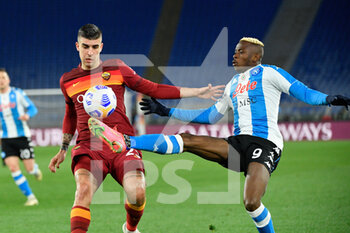 2021-03-21 - Victor Osimhen of SSC Napoli and Gianluca Mancini of AS Roma seen in action - AS ROMA VS SSC NAPOLI - ITALIAN SERIE A - SOCCER