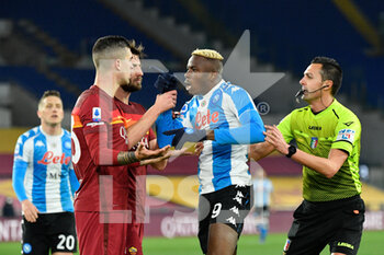2021-03-21 - Victor Osimhen of SSC Napoli and Gianluca Mancini of AS Roma seen in action - AS ROMA VS SSC NAPOLI - ITALIAN SERIE A - SOCCER