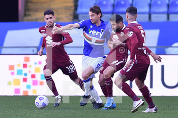 2021-03-21 - Antonio Sanabria (Torino), ALBIN EKDAL (Sampdoria), Tomas Rincon (Torino) - UC SAMPDORIA VS TORINO FC - ITALIAN SERIE A - SOCCER