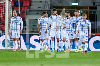 2021-04-03 - FC Inter celebrates after scoring a goal 0-1 - BOLOGNA FC VS INTER - FC INTERNAZIONALE - ITALIAN SERIE A - SOCCER