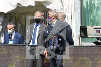 2021-04-03 - The President of Genoa Cfc, Enrico Preziosi and Giancarlo Antognoni club manager AC Fiorentina - GENOA CFC VS ACF FIORENTINA - ITALIAN SERIE A - SOCCER