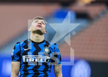 2021-04-07 - Nicolo Barella of FC Internazionale reacts during the Serie A 2020/21 football match between FC Internazionale vs US Sassuolo at the San Siro Stadium, Milan, Italy on April 07, 2021 - Photo FCI / Fabrizio Carabelli - INTER - FC INTERNAZIONALE VS US SASSUOLO - ITALIAN SERIE A - SOCCER