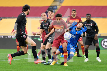2021-04-11 - occasion of Roberto Soriano of Bologna FC rejected by Antonio Mirante of AS Roma seen in action during the Italian Football Championship League A 2020/2021 match between AS Roma vs Bologna FC at the Olimpic Stadium in Rome. - AS ROMA VS BOLOGNA FC - ITALIAN SERIE A - SOCCER