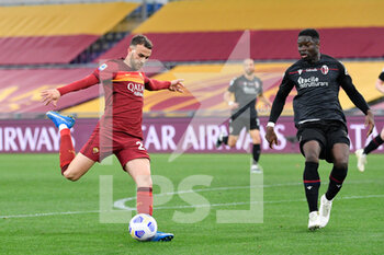 2021-04-11 - Borja Mayoral of AS Roma seen in action during the Italian Football Championship League A 2020/2021 match between AS Roma vs Bologna FC at the Olimpic Stadium in Rome. - AS ROMA VS BOLOGNA FC - ITALIAN SERIE A - SOCCER
