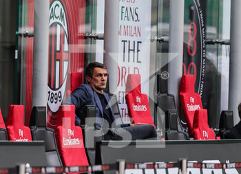 2021-04-21 - Paolo Maldini Technical Area Director of AC Milan during the Serie A 2020/21 football match between AC Milan vs US Sassuolo at Giuseppe Meazza Stadium, Milan, Italy on April 21, 2021 - Photo FCI / Fabrizio Carabelli - AC MILAN VS US SASSUOLO - ITALIAN SERIE A - SOCCER
