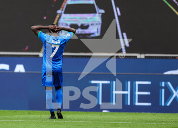 2021-04-21 - Jeremie Boga of US Sassuolo reacts during the Serie A 2020/21 football match between AC Milan vs US Sassuolo at Giuseppe Meazza Stadium, Milan, Italy on April 21, 2021 - Photo FCI / Fabrizio Carabelli - AC MILAN VS US SASSUOLO - ITALIAN SERIE A - SOCCER