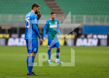 2021-04-21 - Domenico Berardi of US Sassuolo in action during the Serie A 2020/21 football match between AC Milan vs US Sassuolo at Giuseppe Meazza Stadium, Milan, Italy on April 21, 2021 - Photo FCI / Fabrizio Carabelli - AC MILAN VS US SASSUOLO - ITALIAN SERIE A - SOCCER