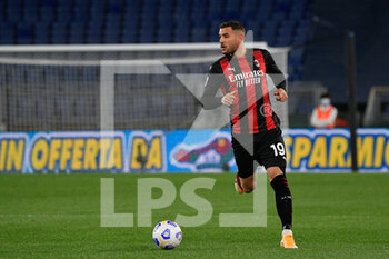 2021-04-26 - Theo Hernandez of AC Milan seen in action during the Italian Football Championship League A 2020/2021 match between SS Lazio vs AC Milan at the Olimpic Stadium in Rome. - SS LAZIO VS AC MILAN - ITALIAN SERIE A - SOCCER