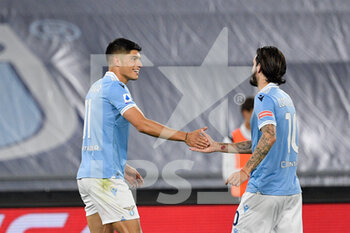 2021-04-26 - Joaquin Correa of SS Lazio and Luis Alberto of SS Lazio seen in action during the Italian Football Championship League A 2020/2021 match between SS Lazio vs AC Milan at the Olimpic Stadium in Rome. - SS LAZIO VS AC MILAN - ITALIAN SERIE A - SOCCER