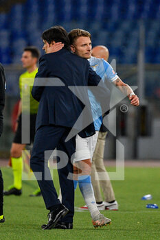 2021-04-26 - Ciro Immobile of SS Lazio and Simone Inzaghi coach of SS Lazio seen in action during the Italian Football Championship League A 2020/2021 match between SS Lazio vs AC Milan at the Olimpic Stadium in Rome. - SS LAZIO VS AC MILAN - ITALIAN SERIE A - SOCCER
