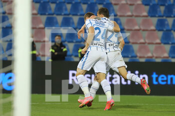 2021-05-01 - Christian Eriksen (FC Inter) and Nicolò Barella (FC Inter) celebrates after scoring a goal - FC CROTONE VS INTER - FC INTERNAZIONALE - ITALIAN SERIE A - SOCCER