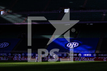 2021-05-08 - light on the inter logo during the Italian championship Serie A football match between FC Internazionale and UC Sampdoria on May 8, 2021 at Giuseppe Meazza stadium in Milan, Italy - Photo Morgese-Rossini / DPPI - INTER - FC INTERNAZIONALE VS UC SAMPDORIA - ITALIAN SERIE A - SOCCER