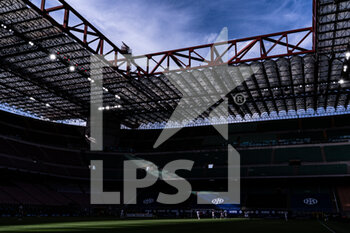 2021-05-08 - San Siro Stadium with Inter logo in light during the Italian championship Serie A football match between FC Internazionale and UC Sampdoria on May 8, 2021 at Giuseppe Meazza stadium in Milan, Italy - Photo Morgese-Rossini / DPPI - INTER - FC INTERNAZIONALE VS UC SAMPDORIA - ITALIAN SERIE A - SOCCER