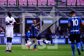 2021-05-08 - Alexis Sanchez (FC Inter) celebrates his first goal during the Italian championship Serie A football match between FC Internazionale and UC Sampdoria on May 8, 2021 at Giuseppe Meazza stadium in Milan, Italy - Photo Morgese-Rossini / DPPI - INTER - FC INTERNAZIONALE VS UC SAMPDORIA - ITALIAN SERIE A - SOCCER