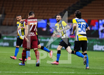 2021-05-12 - Marcelo Brozovic of FC Internazionale celebrates after scoring a goal during the Serie A 2020/21 football match between FC Internazionale and AS Roma at Giuseppe Meazza Stadium, Milan, Italy on May 12, 2021 - Photo FCI / Fabrizio Carabelli - INTER - FC INTERNAZIONALE VS AS ROMA - ITALIAN SERIE A - SOCCER