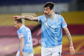 2021-05-15 - Francesco Acerbi of Lazio gestures during the Italian championship Serie A football match between AS Roma and SS Lazio on May 15, 2021 at Stadio Olimpico in Rome, Italy - Photo Federico Proietti / DPPI - AS ROMA VS SS LAZIO - ITALIAN SERIE A - SOCCER