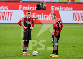 2021-05-16 - Theo Hernandez of AC Milan and Ante Rebic of AC Milan during the Serie A 2020/21 football match between AC Milan vs Cagliari Calcio at Giuseppe Meazza Stadium, Milan, Italy on May 16, 2021 - Photo FCI / Fabrizio Carabelli - AC MILAN VS CAGLIARI CALCIO - ITALIAN SERIE A - SOCCER