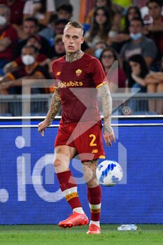 2021-08-22 - Rick Karsdorp of AS Roma seen in action during the  Italian Football Championship League A 2021/2022 match between AS Roma vs ACF Fiorentina at the Olimpic Stadium in Rome. - AS ROMA VS ACF FIORENTINA - ITALIAN SERIE A - SOCCER