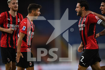 2021-08-23 - Brahim Díaz (Milan), Davide Calabria (Milan), celebrates after scoring a goal - UC SAMPDORIA VS AC MILAN - ITALIAN SERIE A - SOCCER