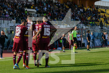 2019-10-05 - I giocatori del Livorno festeggiano il gol del vantaggio 1 a 0 - LIVORNO VS CHIEVO - ITALIAN SERIE B - SOCCER