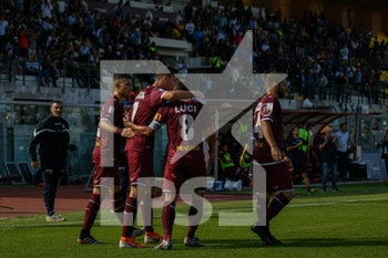 2019-10-05 - Davide Marsura (L) festeggia il terzo gol con i compagni - LIVORNO VS CHIEVO - ITALIAN SERIE B - SOCCER