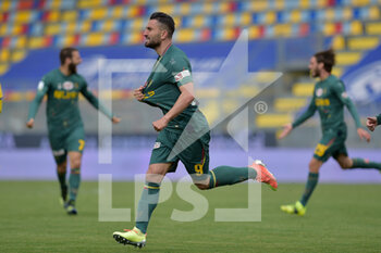 2021-03-20 - Massimo Coda of U.S. Lecce exults after score the goal - FROSINONE CALCIO VS US LECCE - ITALIAN SERIE B - SOCCER