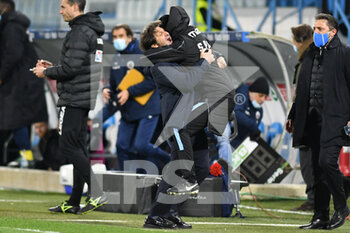 2021-03-20 - Massimo Rastelli coach of Spal celebrates the victory with a member of his staff - SPAL VS AS CITTADELLA - ITALIAN SERIE B - SOCCER