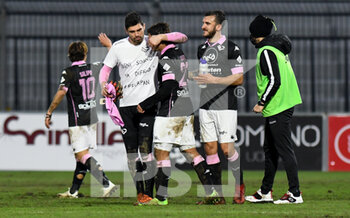 2021-01-09 - Il match-winner Nicola Rauti (23) Palermo FC e il portiere Alberto Pelagotti (1) Palermo FC esultano a fine gara - CAVESE VS PALERMO - ITALIAN SERIE C - SOCCER