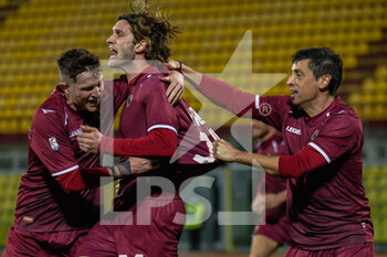 2021-01-23 - Livorno players celebrate after scoring the goal of Gabriele Morelli (Livorno) - LIVORNO VS ALBINOLEFFE - ITALIAN SERIE C - SOCCER