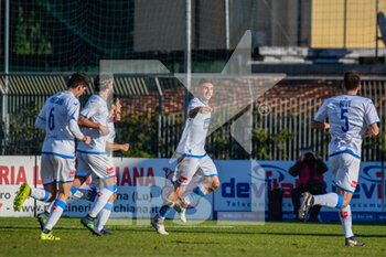 2021-01-31 - Simone Rossetti (Novara) celebrates after scoring the 3th goal - LUCCHESE VS NOVARA CALCIO - ITALIAN SERIE C - SOCCER
