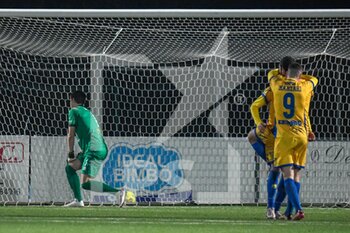 2021-02-02 - Esultanza Carrarese per il gol di Kevin Piscopo (Carrarese) - PONTEDERA VS CARRARESE - ITALIAN SERIE C - SOCCER