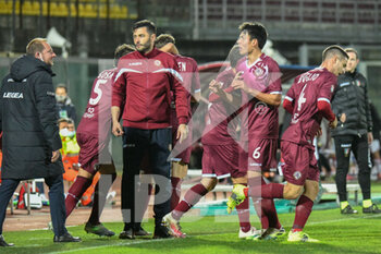 2021-03-16 - esultanza Livorno dopo il gol di Sven Braken (Livorno) - LIVORNO VS GROSSETO - ITALIAN SERIE C - SOCCER