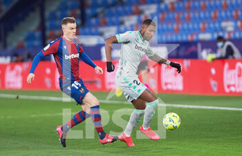 2020-12-29 - Carlos Clerc of Levante UD and Emerson Royal of Real Betis during the Spanish championship La Liga football mach between Levante and Real Betis on December 29, 2020 at Estadio Ciutat de Valencia in Valencia, Spain - Photo Maria Jose Segovia / Spain DPPI / DPPI - LEVANTE VS REAL BETIS - SPANISH LA LIGA - SOCCER