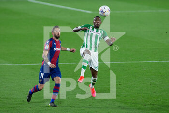 2021-03-19 - Jose Luis Morales of Levante and Emerson Royal of Real Betis during the Spanish championship La Liga football match between Real Betis Balompie and Levante Union Deportiva on March 19, 2021 at Benito Villamarin Stadium in Sevilla, Spain - Photo Joaquin Corchero / Spain DPPI / DPPI - REAL BETIS BALOMPIE AND LEVANTE UNION DEPORTIVA - SPANISH LA LIGA - SOCCER
